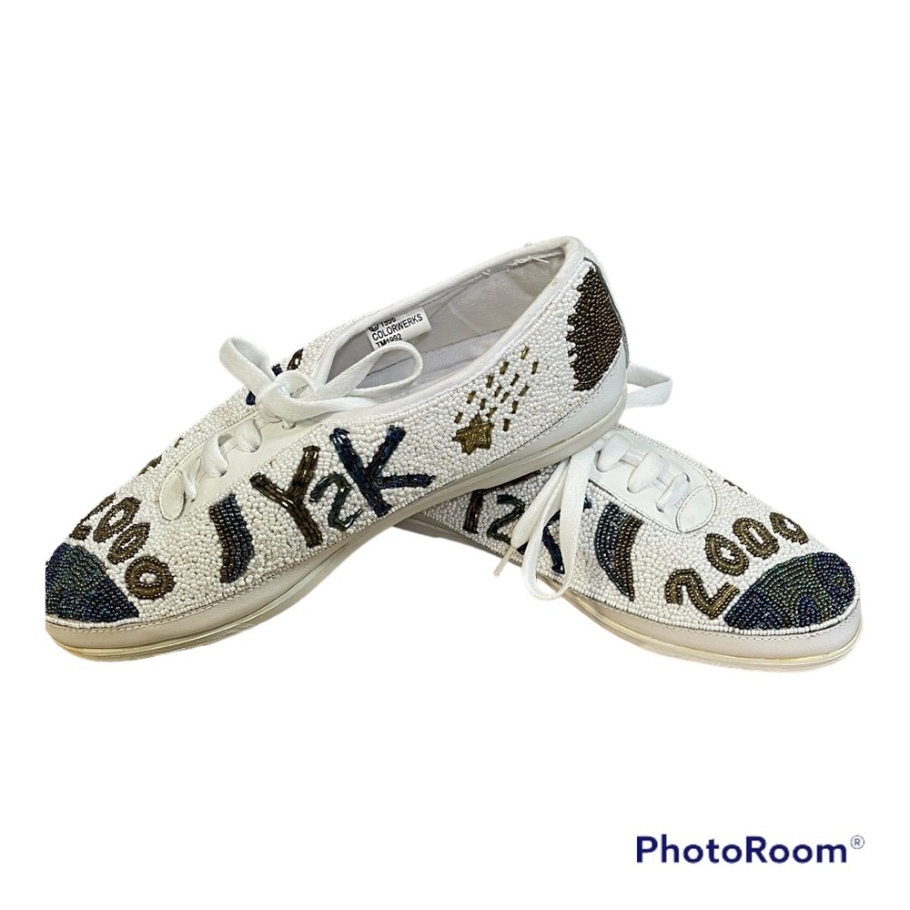 Y2K YEAR 2000 VINTAGE BEADED COLORWERKS SHOES WOMENS SIZE 9 OG GOLDEN GOOSE
